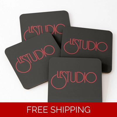 Coasters Black Red logo (set of 4)